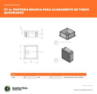 PONTEIRA TAMPA BRANCA PARA TUBOS QUADRADOS  10633 