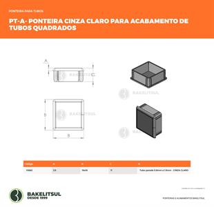 PONTEIRA TAMPA CINZA CLARO PARA TUBOS QUADRADOS  10662 