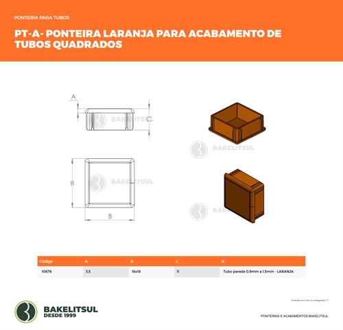 PONTEIRA TAMPA LARANJA PARA TUBOS QUADRADOS  10676 