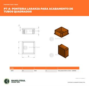 PONTEIRA TAMPA LARANJA PARA TUBOS QUADRADOS  10676 