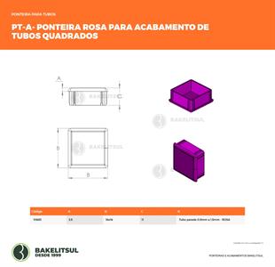 PONTEIRA TAMPA ROSA PARA TUBOS QUADRADOS  10683 