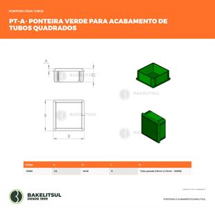 PONTEIRA TAMPA VERDE PARA TUBOS QUADRADOS 10690 