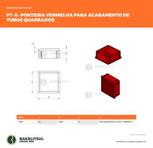 PONTEIRA TAMPA VERMELHA PARA TUBOS QUADRADOS  10697 