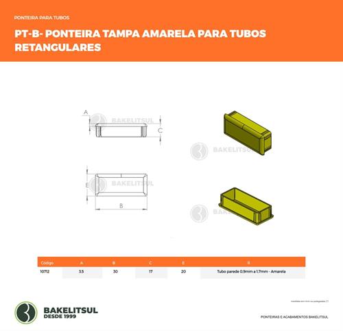 PONTEIRA TAMPA AMARELA PARA TUBOS RETANGULARES 10712 