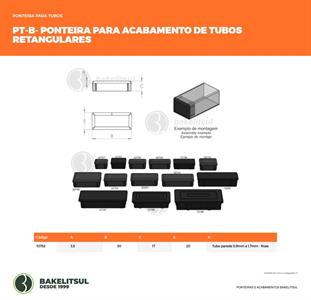 PONTEIRA TAMPA ROSA PARA TUBOS RETANGULARES 10752 