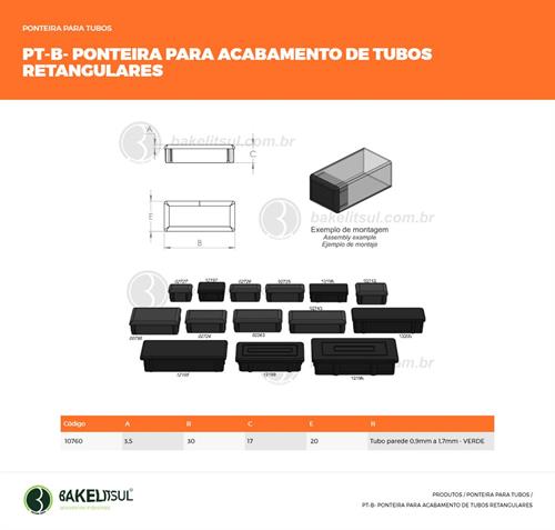 PONTEIRA TAMPA VERDE PARA TUBOS RETANGULARES 10760 