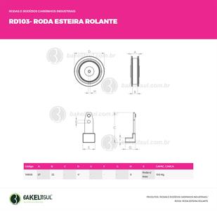 RODA PU PLÁSTICA ESTEIRA ROLANTE 100 A 150KGF  10808 