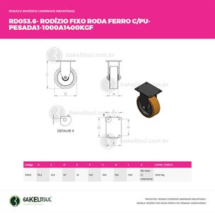 RODÍZIO FIXO PLACA LINHA PESADA 1000 A 1400KGF FFPU-FPLP 10812 