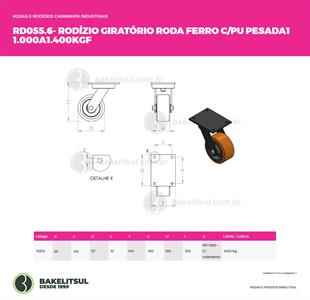 RODÍZIO GIRATÓRIO PLACA LINHA PESADA 1000 A 1400KGF FFPU-GPLP 10813 