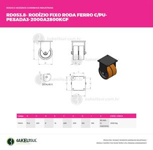 RODÍZIO FIXO PLACA LINHA PESADA 2 - 2000 A 2800KGF FFPU-FPLP2 10845 