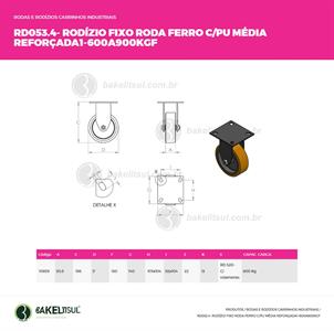RODÍZIO FIXO PLACA LINHA MÉDIA REFORÇADA 500 A 900KGF FFPU-FPLMR1 10859 