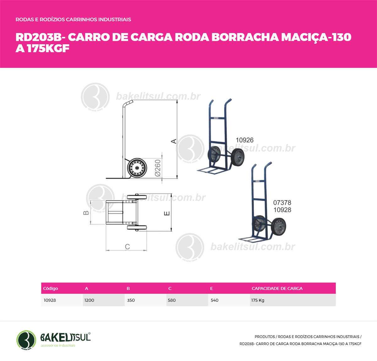 Clique aqui para visualizar a imagem técnica RD203B-CARRO DE CARGA-AC-E1-SR-175KG-00-00-000-PNEU/MACICO Clique aqui para visualizar a imagem técnica RD203B-CARRO DE CARGA-AC-E1-SR-175KG-00-00-000-PNEU/MACICO