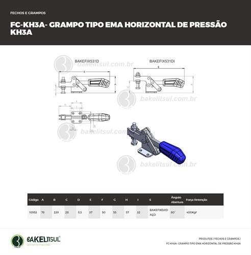 GRAMPO DE PRESSÃO HORIZONTAL TIPO EMA FC-KH3A 10953 