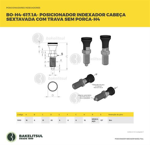 POSICIONADOR INDEXADOR H4 SEXTAVADO COM TRAVA SEM PORCA 11010 