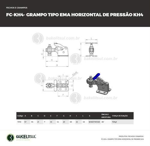 GRAMPO DE PRESSÃO HORIZONTAL TIPO EMA FC-KH4 11110 