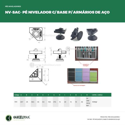 PÉ NIVELADOR BASE PARA ARMÁRIO DE AÇO 11111 F3 08060 