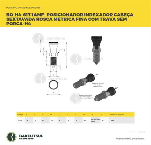 POSICIONADOR INDEXADOR H4 SEXTAVADO MÉTRICO FINO TRAVA SEM PORCA 11277 F3 08412 