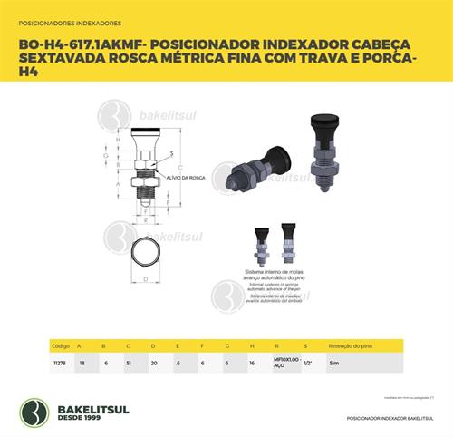 POSICIONADOR INDEXADOR H4 SEXTAVADO MÉTRICO FINO TRAVA COM PORCA 11278 F3 08413 