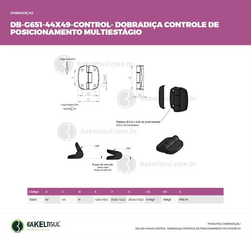 DOBRADIÇA CONTROLE DE POSICIONAMENTO MULTIESTÁGIO DB-G651 11380 