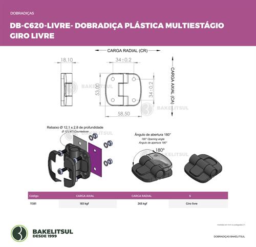 DOBRADIÇA MULTIESTÁGIO PARA MANTER POSIÇÃO DB-C620-L  11381 