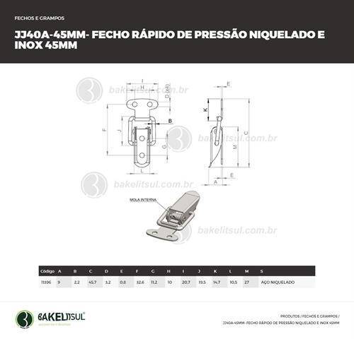 FECHO RÁPIDO DE PRESSÃO AÇO 45MM 11396 F3 08569 