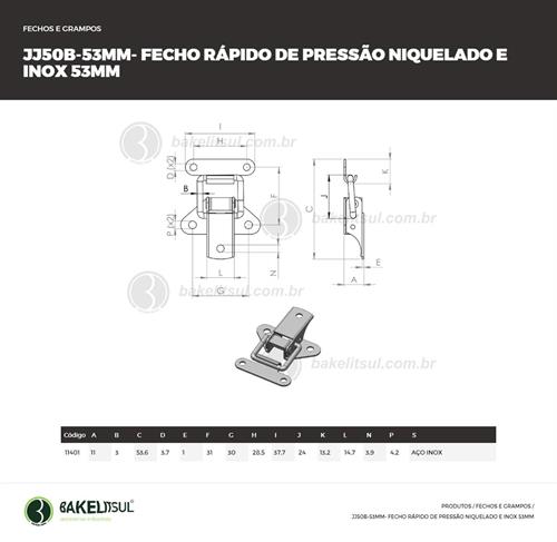 FECHO RÁPIDO DE PRESSÃO INOX 53MM 11401 F3 08574 
