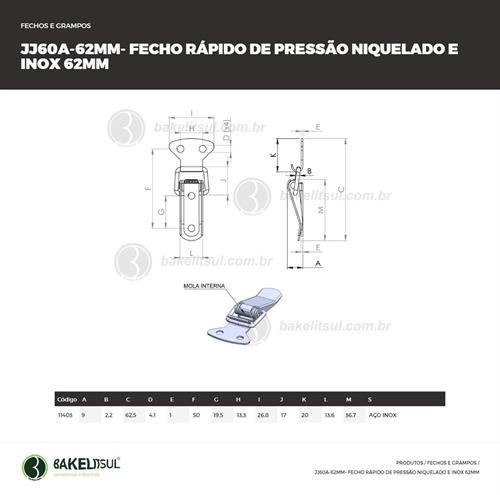 FECHO RÁPIDO DE PRESSÃO INOX 62MM 11403 F3 08576 
