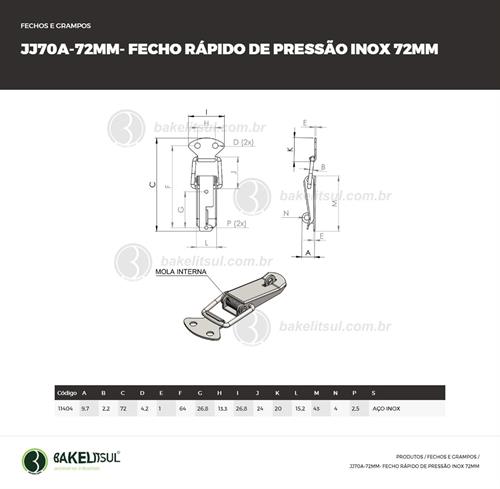 FECHO RÁPIDO DE PRESSÃO INOX 72MM 11404 F3 08577 