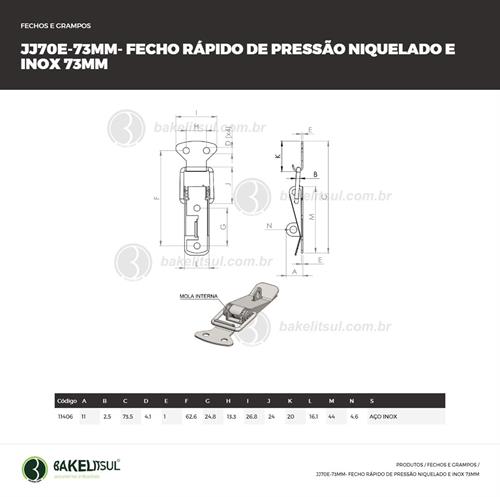 FECHO RÁPIDO DE PRESSÃO INOX 73MM 11406 F3 08579 