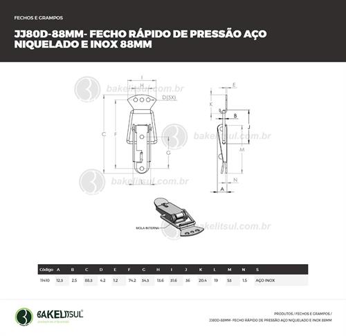FECHO RÁPIDO DE PRESSÃO INOX 88MM 11410 F3 08583 