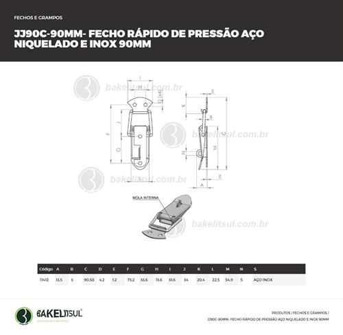 FECHO RÁPIDO DE PRESSÃO INOX 90MM 11412 F3 08585 