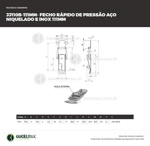 FECHO RÁPIDO DE PRESSÃO INOX 111MM 11414 F3 08587 