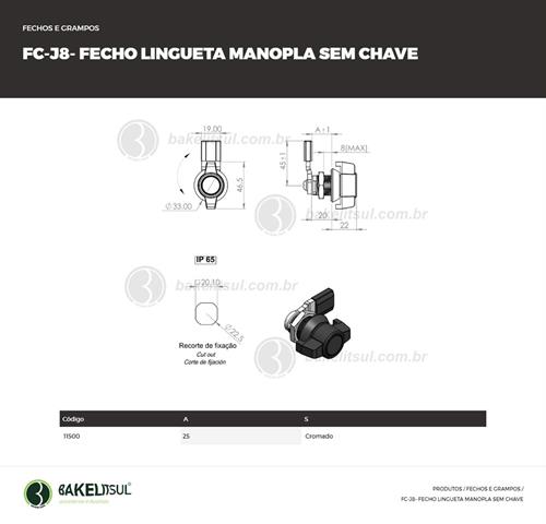 FECHO LINGUETA METÁLICO MANOPLA FC-J8 11500 
