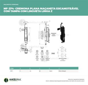 MAÇANETA CREMONA ESCAMOTEÁVEL COM LINGUETA MF-ZF4 11671 
