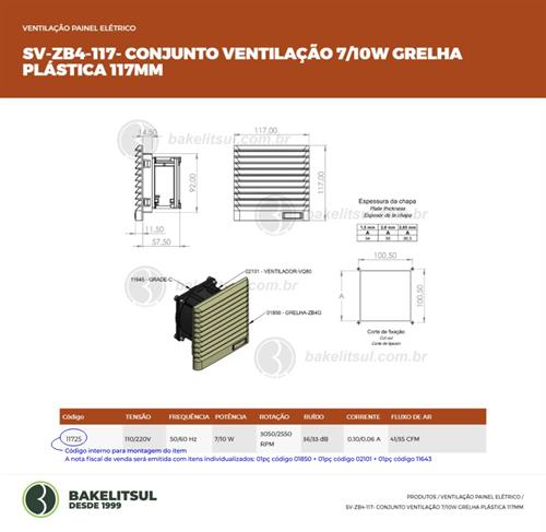 CONJUNTO DE VENTILAÇÃO 117mm 7/10W 11725 
