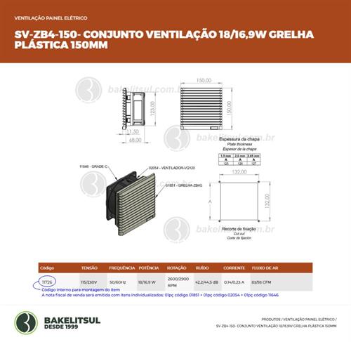 CONJUNTO DE VENTILAÇÃO 204mm 18/17W 11727 