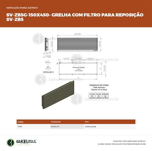 GRELHA DE VENTILAÇÃO OU EXAUSTÃO PARA 3 VENTILADORES VQ-120 11738 