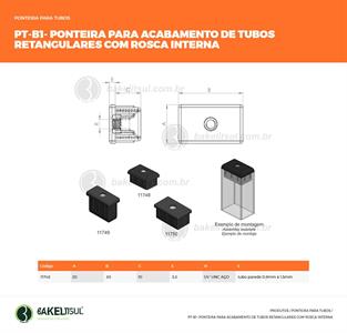 PONTEIRA COM ROSCA INTERNA PARA TUBOS RETANGULARES 11748 