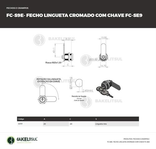 FECHO LINGUETA CROMADO COM CHAVE FC-S9E 11777 