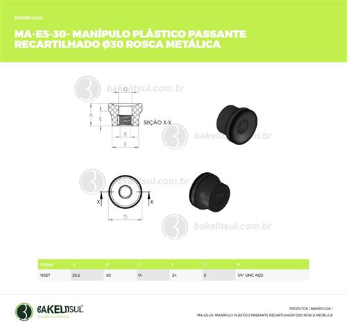 MANÍPULO RECARTILHADO 30MM ROSCA INTERNA PASSANTE 11827 F3 08946 