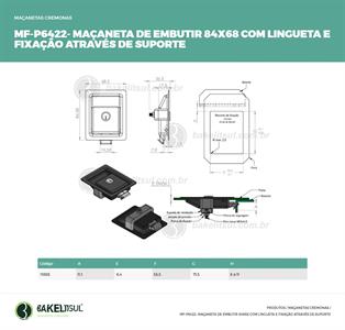 MAÇANETA DE EMBUTIR 84X68 COM CHAVE MF-P6422 11885 