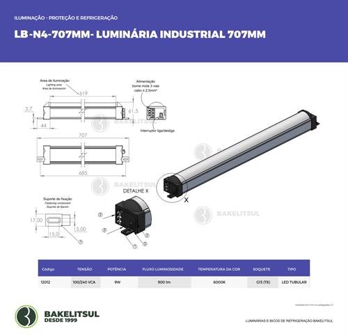 LUMINÁRIA INDUSTRIAL LED TUBULAR 707MM LB-N4 12012 