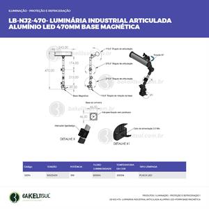 LUMINÁRIA ARTICULADA LED BASE MAGNÉTICA LB-NJ2-470 12014 