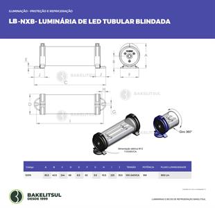 LUMINÁRIA TUBULAR DE LED BLINDADA GIRO 360° 12019 