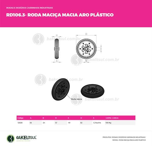 RODA BORRACHA MACIÇA ARO PLÁSTICO R105.04 12026 