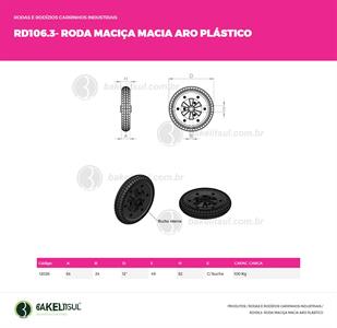 RODA BORRACHA MACIÇA ARO PLÁSTICO R105.04 12026 