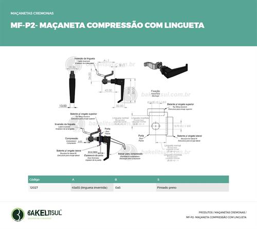 MAÇANETA DE COMPRESSÃO COM LINGUETA MF-P2 12027 