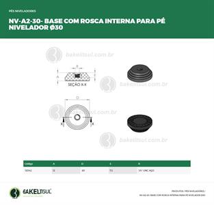PÉ NIVELADOR ROSCA INTERNA BASE 30 12042 