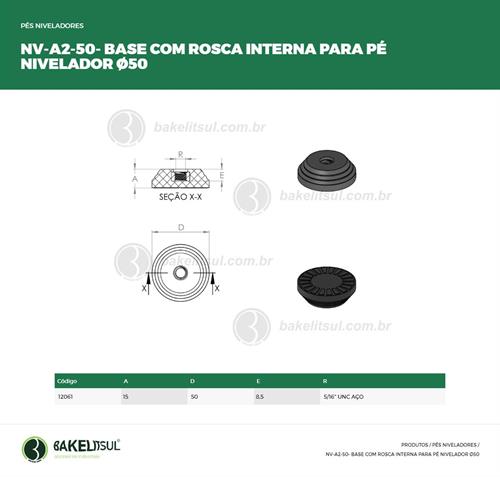 PÉ NIVELADOR ROSCA INTERNA BASE 50 12061 