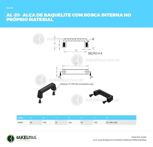 ALÇA DE BAQUELITE ROSCA INTERNA ¼” 12089 